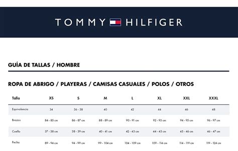 tabla de tallas tommy hilfiger hombre chamarra de lana|tabla de medidas tommy hilfiger.